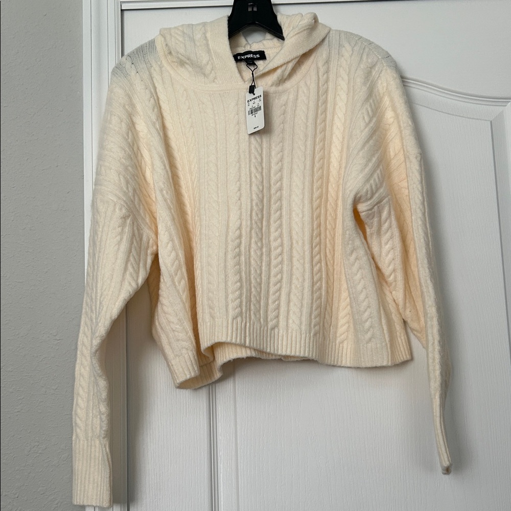 Express Cream Cowl Neck Sweater